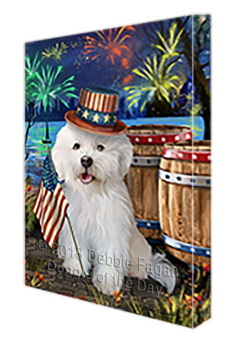 4th of July Independence Day Fireworks Bichon Frise Dog at the Lake Canvas Print Wall Art Décor CVS74960