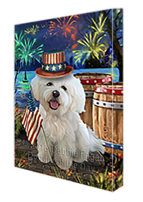 4th of July Independence Day Fireworks Bichon Frise Dog at the Lake Canvas Print Wall Art Décor CVS74969