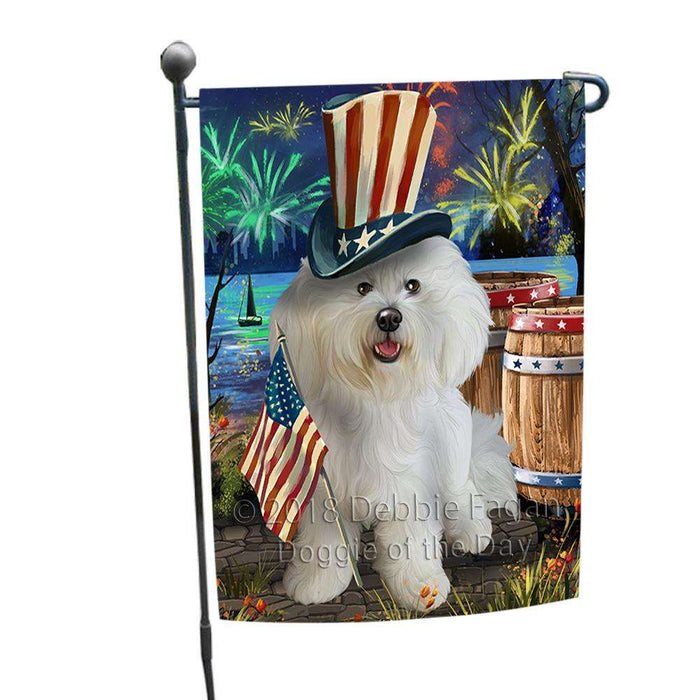 4th of July Independence Day Fireworks Bichon Frise Dog at the Lake Garden Flag GFLG50849