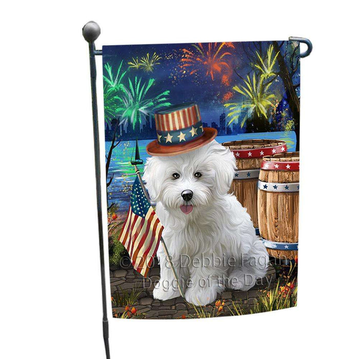 4th of July Independence Day Fireworks Bichon Frise Dog at the Lake Garden Flag GFLG50851