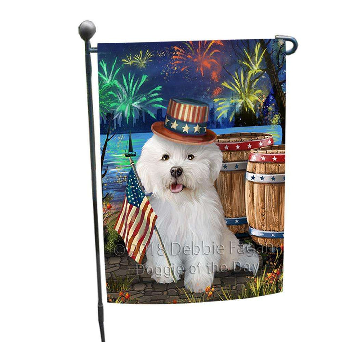 4th of July Independence Day Fireworks Bichon Frise Dog at the Lake Garden Flag GFLG50852