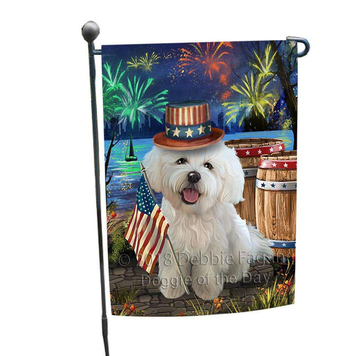 4th of July Independence Day Fireworks Bichon Frise Dog at the Lake Garden Flag GFLG50853