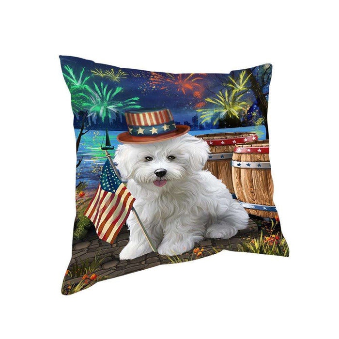 4th of July Independence Day Fireworks Bichon Frise Dog at the Lake Pillow PIL59780