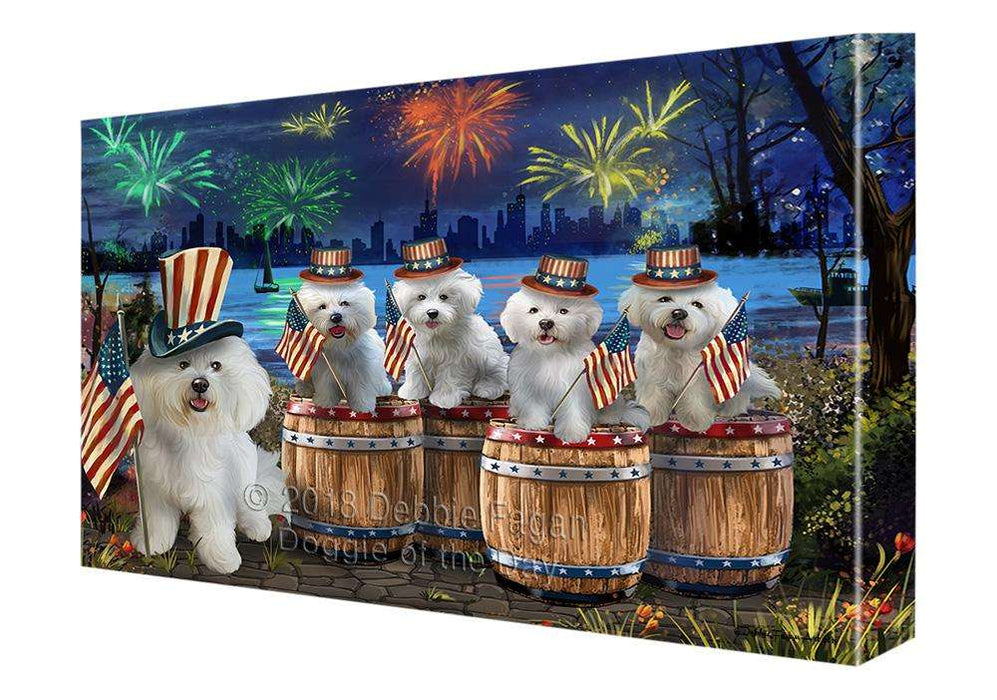 4th of July Independence Day Fireworks Bichon Frises at the Lake Canvas Print Wall Art Décor CVS75716