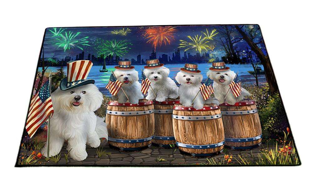 4th of July Independence Day Fireworks Bichon Frises at the Lake Floormat FLMS50868