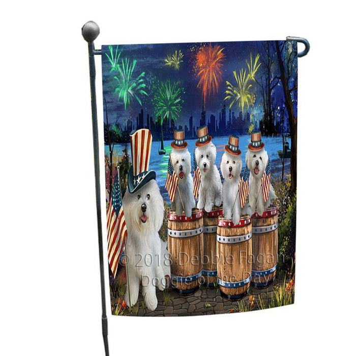 4th of July Independence Day Fireworks Bichon Frises at the Lake Garden Flag GFLG50936
