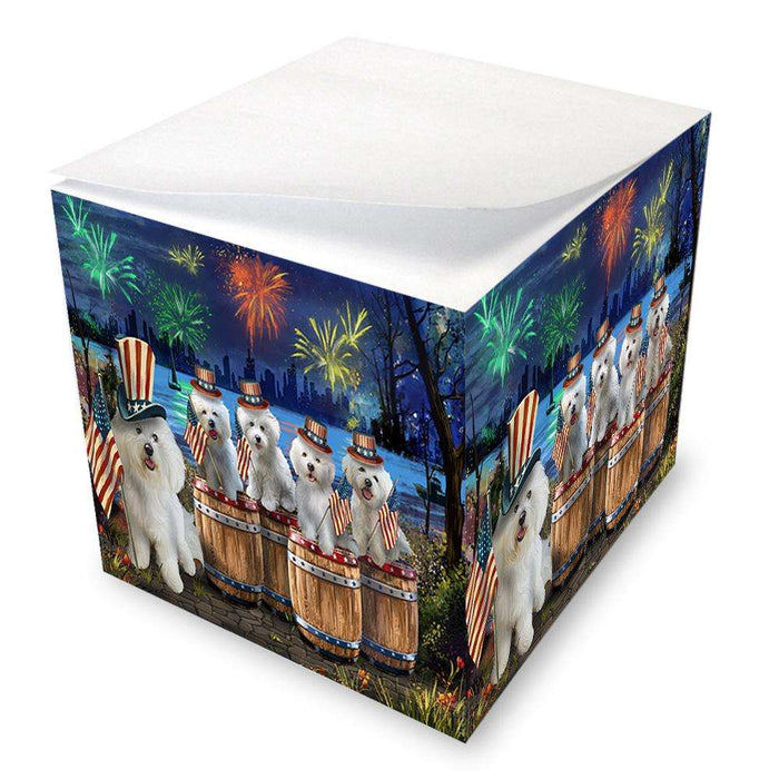 4th of July Independence Day Fireworks Bichon Frises at the Lake Note Cube NOC51014