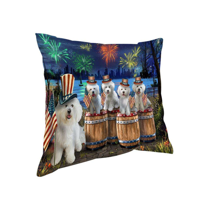 4th of July Independence Day Fireworks Bichon Frises at the Lake Pillow PIL60120