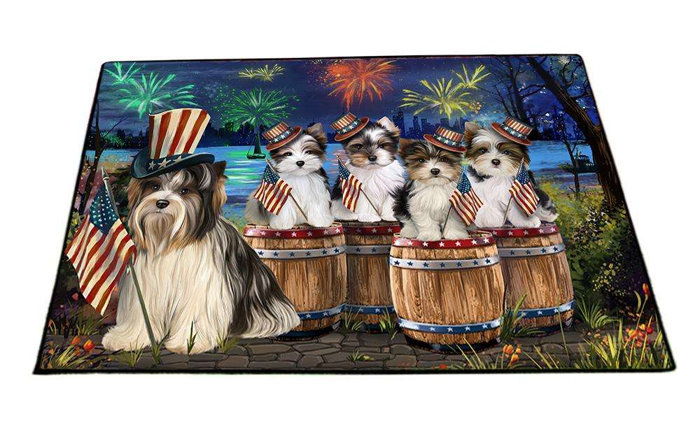 4th of July Independence Day Fireworks Biewer Terriers at the Lake Floormat FLMS50871