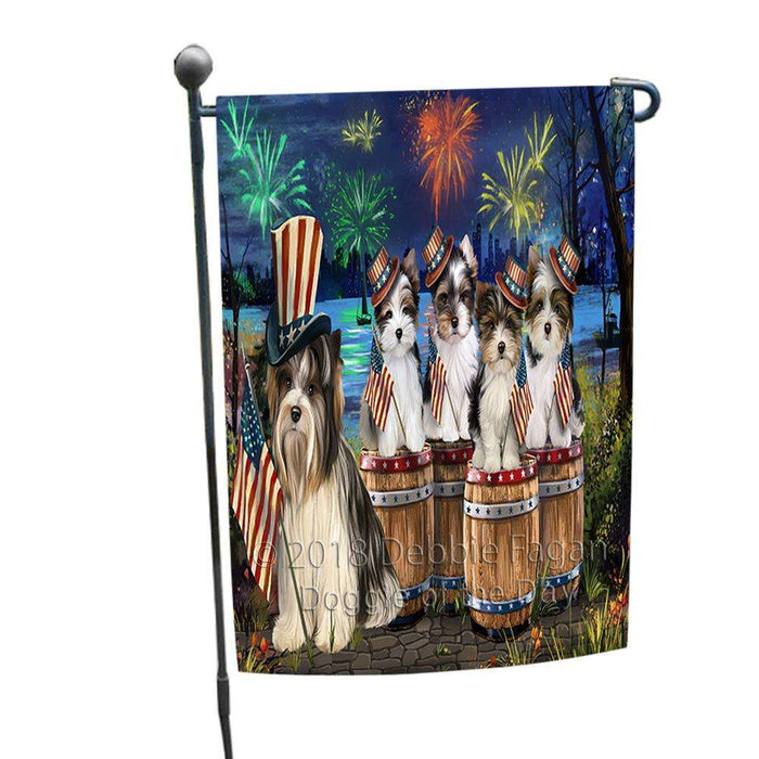 4th of July Independence Day Fireworks Biewer Terriers at the Lake Garden Flag GFLG50937