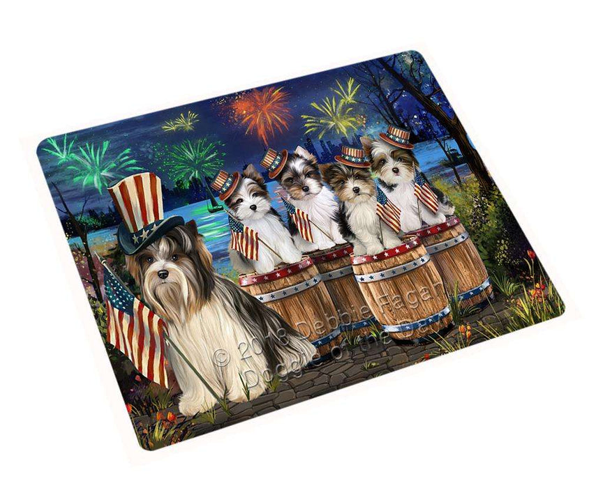 4th of July Independence Day Fireworks Biewer Terriers at the Lake Large Refrigerator / Dishwasher Magnet RMAG66138