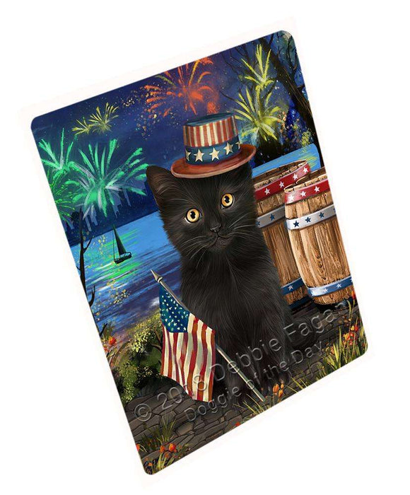 4th of July Independence Day Fireworks Black Cat at the Lake Blanket BLNKT75981