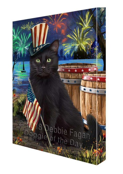 4th of July Independence Day Fireworks Black Cat at the Lake Canvas Print Wall Art Décor CVS76472