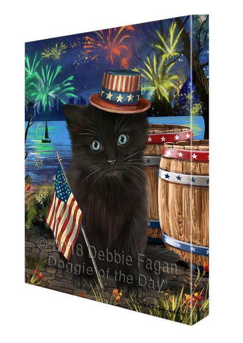 4th of July Independence Day Fireworks Black Cat at the Lake Canvas Print Wall Art Décor CVS76481