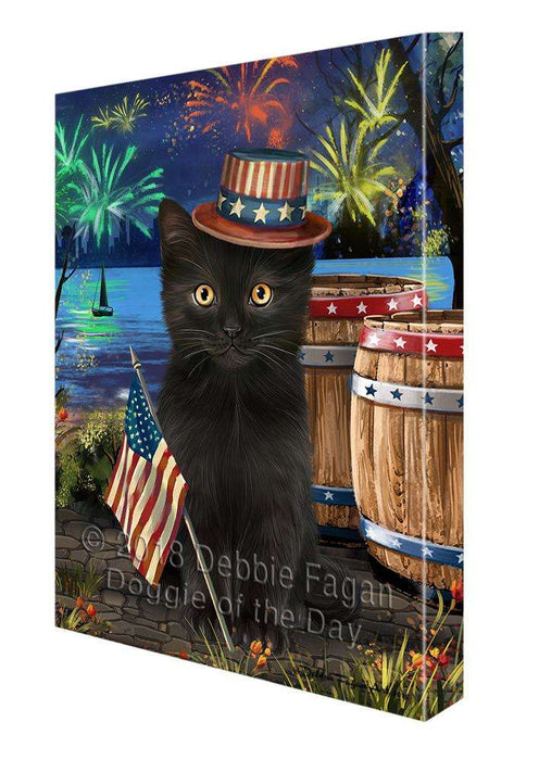 4th of July Independence Day Fireworks Black Cat at the Lake Canvas Print Wall Art Décor CVS76490