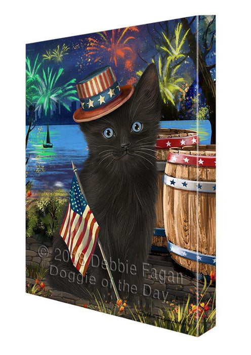 4th of July Independence Day Fireworks Black Cat at the Lake Canvas Print Wall Art Décor CVS76499
