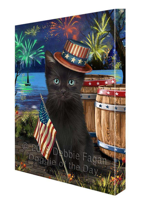 4th of July Independence Day Fireworks Black Cat at the Lake Canvas Print Wall Art Décor CVS76508