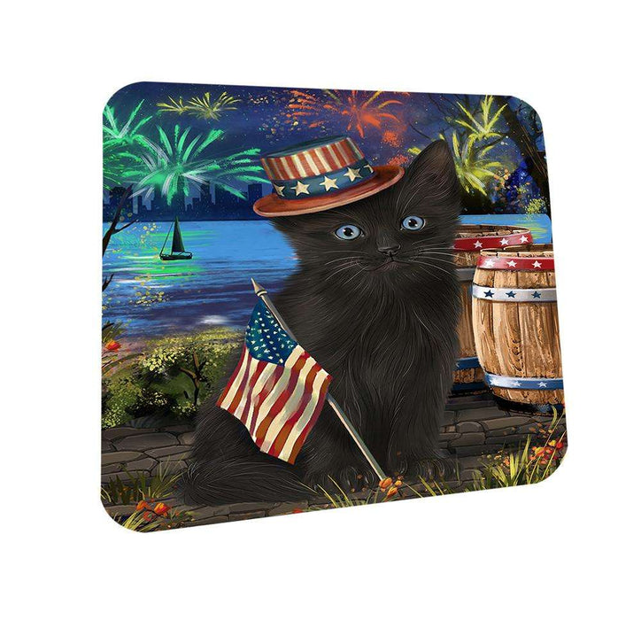 4th of July Independence Day Fireworks Black Cat at the Lake Coasters Set of 4 CST51060