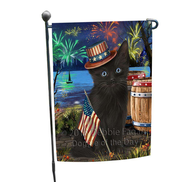 4th of July Independence Day Fireworks Black Cat at the Lake Garden Flag GFLG51023