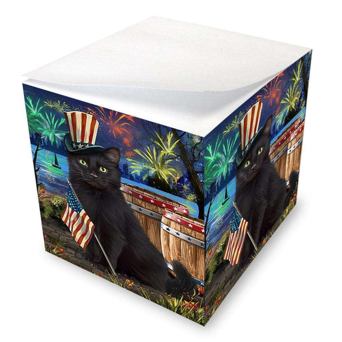 4th of July Independence Day Fireworks Black Cat at the Lake Note Cube NOC51098