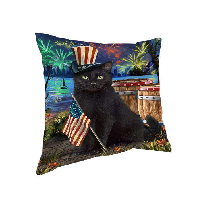 4th of July Independence Day Fireworks Black Cat at the Lake Pillow PIL60456