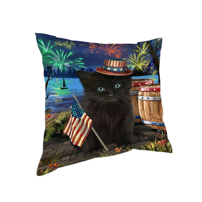 4th of July Independence Day Fireworks Black Cat at the Lake Pillow PIL60460