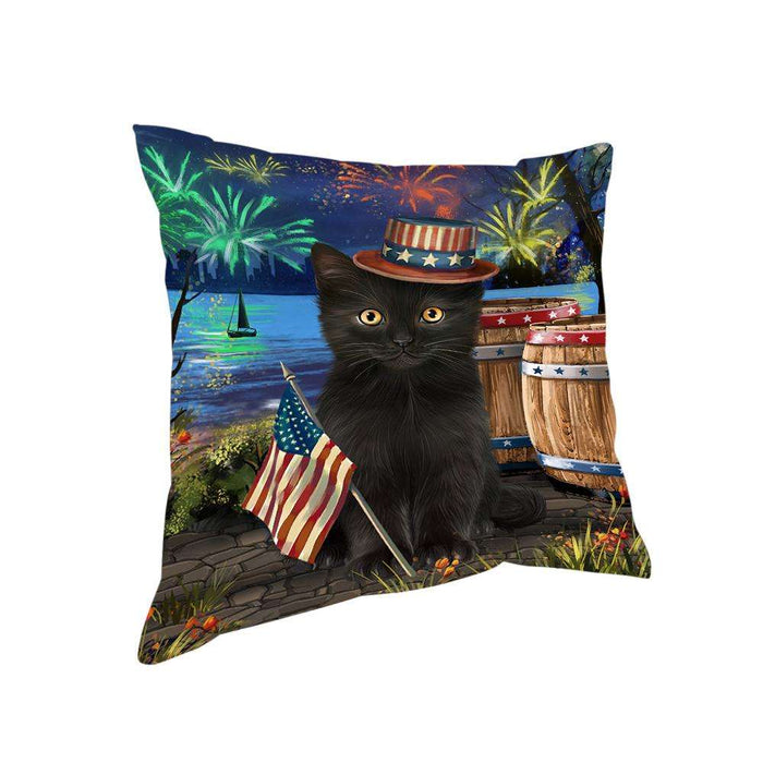 4th of July Independence Day Fireworks Black Cat at the Lake Pillow PIL60464