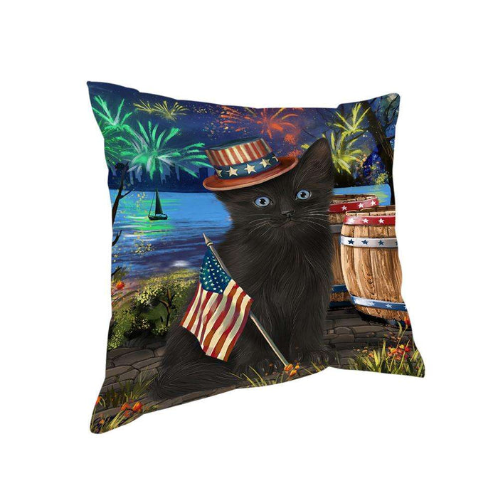 4th of July Independence Day Fireworks Black Cat at the Lake Pillow PIL60468