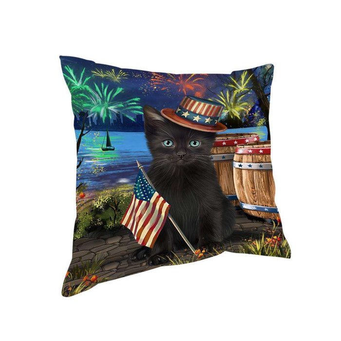 4th of July Independence Day Fireworks Black Cat at the Lake Pillow PIL60472