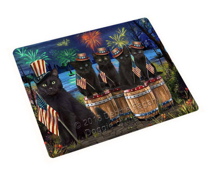 4th of July Independence Day Fireworks Black Cats at the Lake Blanket BLNKT75225