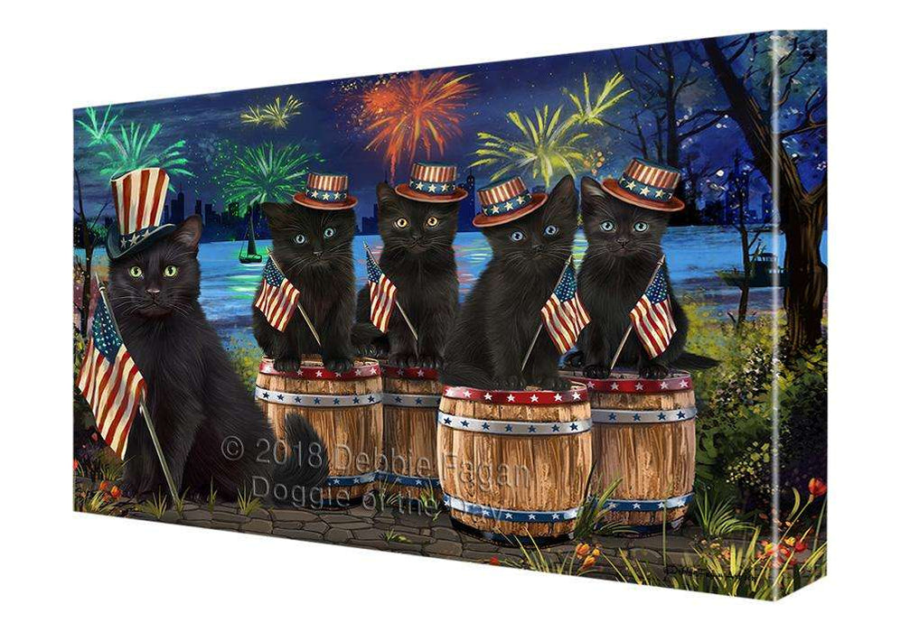 4th of July Independence Day Fireworks Black Cats at the Lake Canvas Print Wall Art Décor CVS75734
