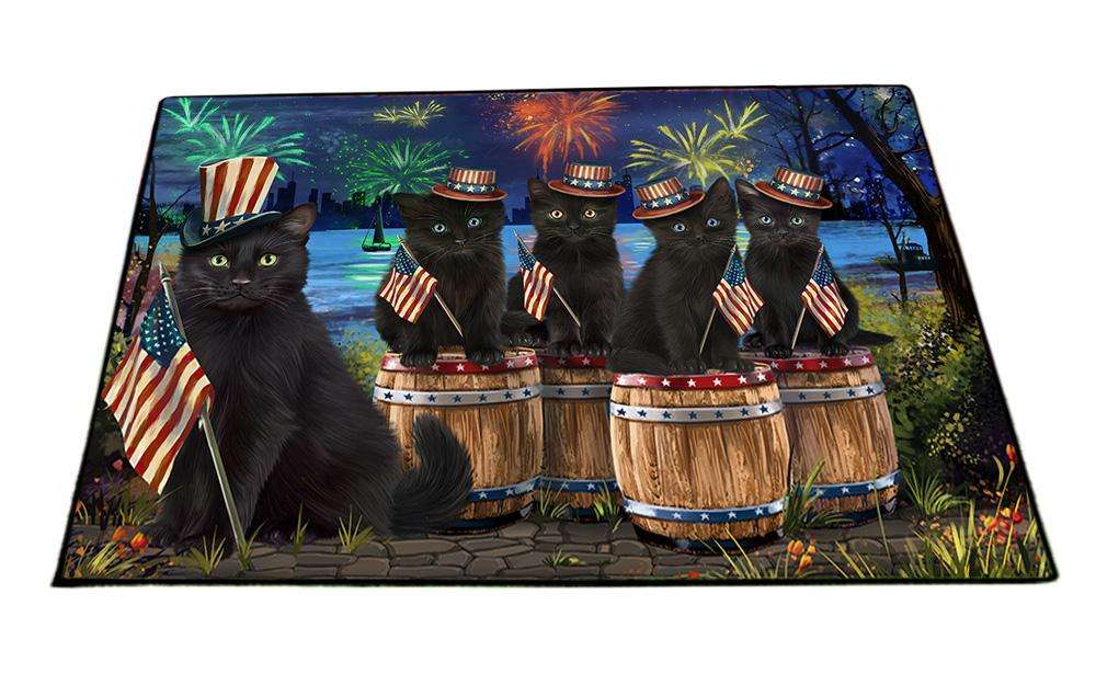 4th of July Independence Day Fireworks Black Cats at the Lake Floormat FLMS50874