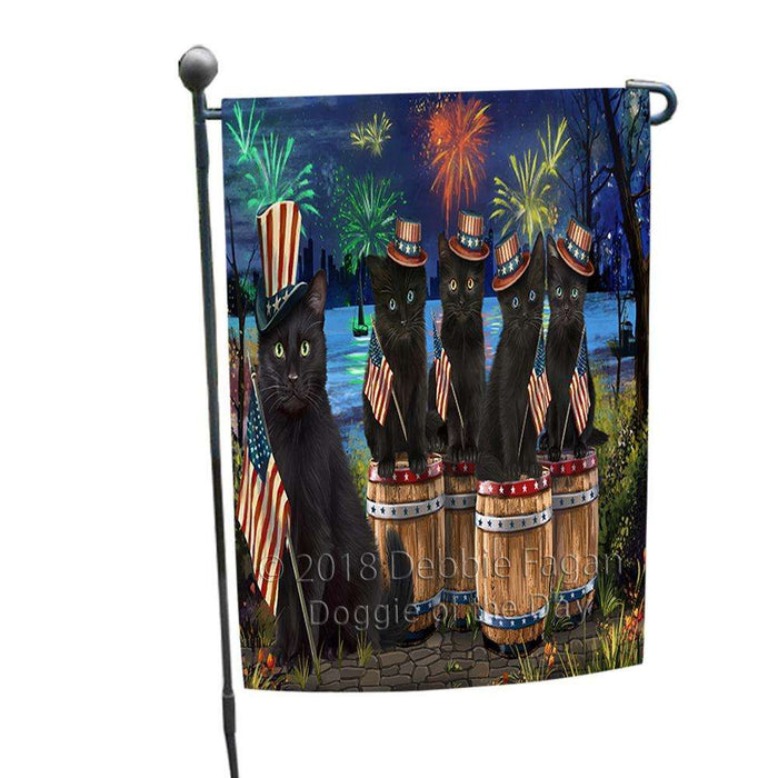 4th of July Independence Day Fireworks Black Cats at the Lake Garden Flag GFLG50938