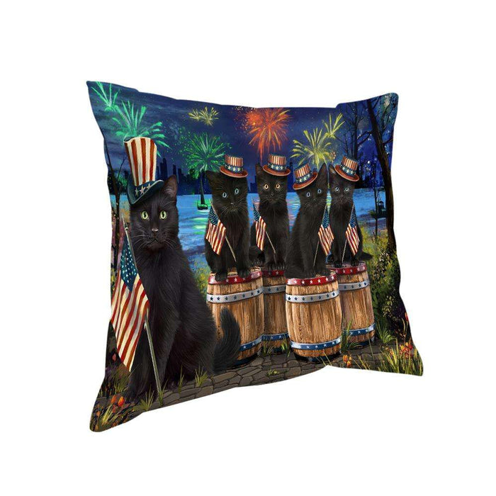 4th of July Independence Day Fireworks Black Cats at the Lake Pillow PIL60128