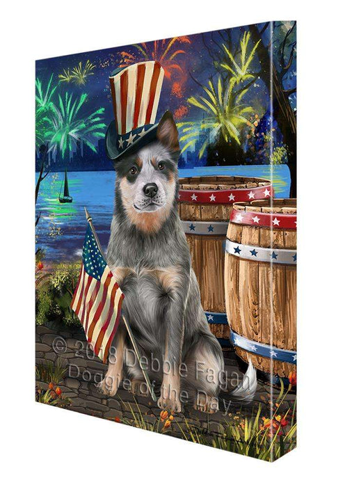 4th of July Independence Day Fireworks Blue Heeler Dog at the Lake Canvas Print Wall Art Décor CVS76517