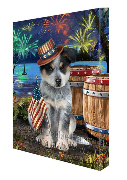 4th of July Independence Day Fireworks Blue Heeler Dog at the Lake Canvas Print Wall Art Décor CVS76535