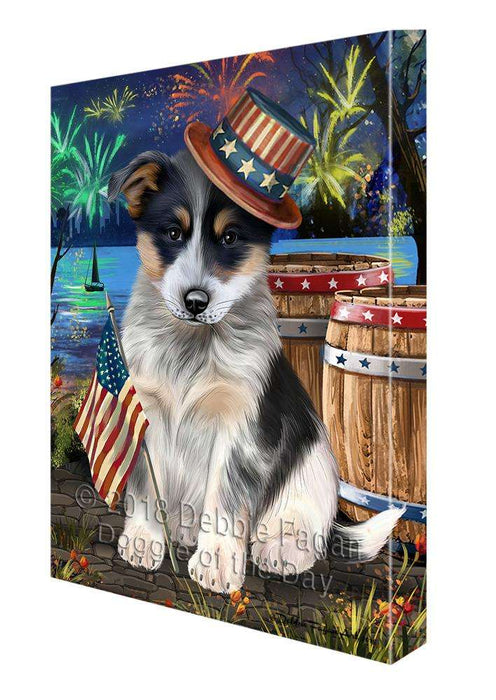 4th of July Independence Day Fireworks Blue Heeler Dog at the Lake Canvas Print Wall Art Décor CVS76553