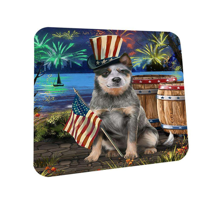 4th of July Independence Day Fireworks Blue Heeler Dog at the Lake Coasters Set of 4 CST51062