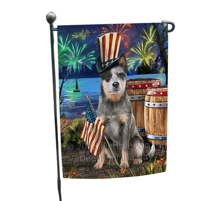 4th of July Independence Day Fireworks Blue Heeler Dog at the Lake Garden Flag GFLG51025