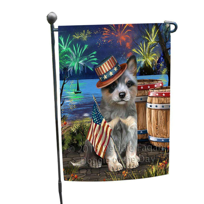 4th of July Independence Day Fireworks Blue Heeler Dog at the Lake Garden Flag GFLG51026