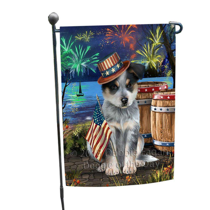 4th of July Independence Day Fireworks Blue Heeler Dog at the Lake Garden Flag GFLG51027