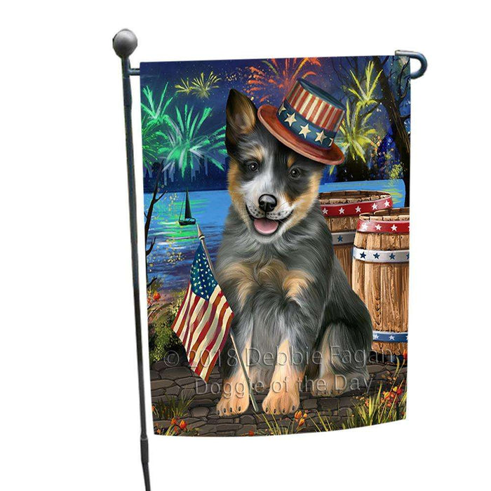 4th of July Independence Day Fireworks Blue Heeler Dog at the Lake Garden Flag GFLG51028