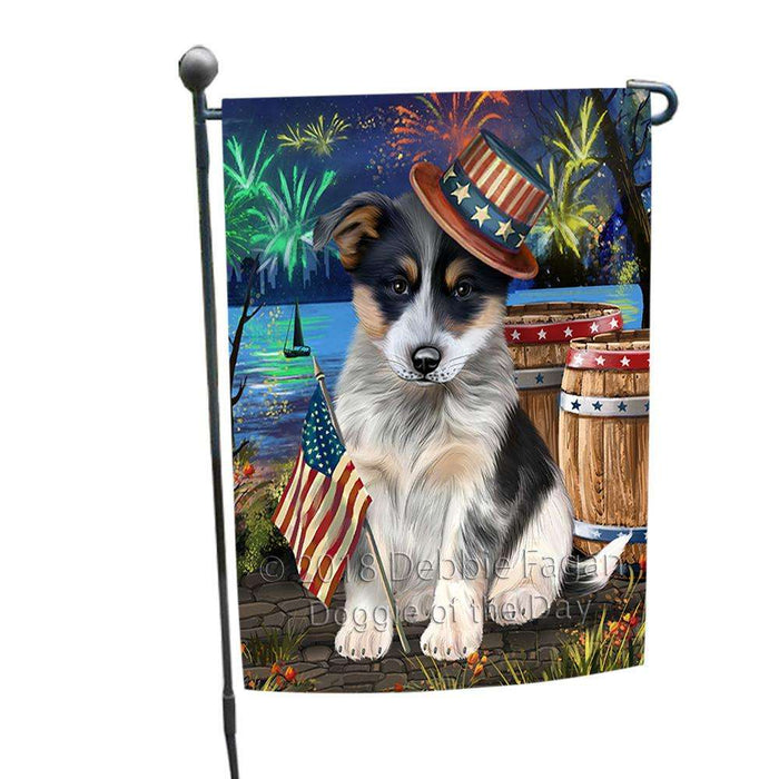 4th of July Independence Day Fireworks Blue Heeler Dog at the Lake Garden Flag GFLG51029