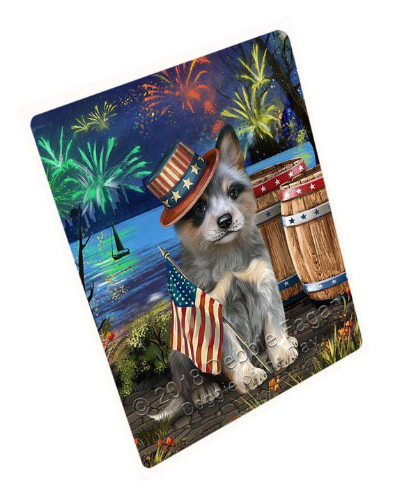 4th of July Independence Day Fireworks Blue Heeler Dog at the Lake Large Refrigerator / Dishwasher Magnet RMAG66672