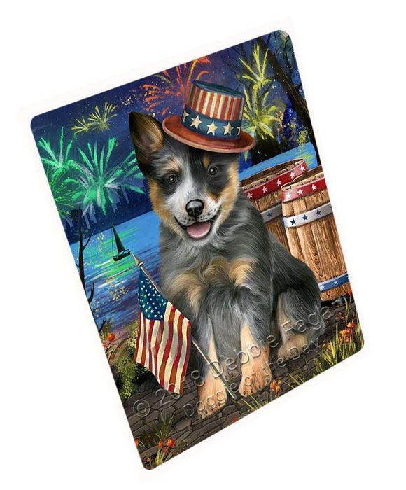 4th of July Independence Day Fireworks Blue Heeler Dog at the Lake Large Refrigerator / Dishwasher Magnet RMAG66684
