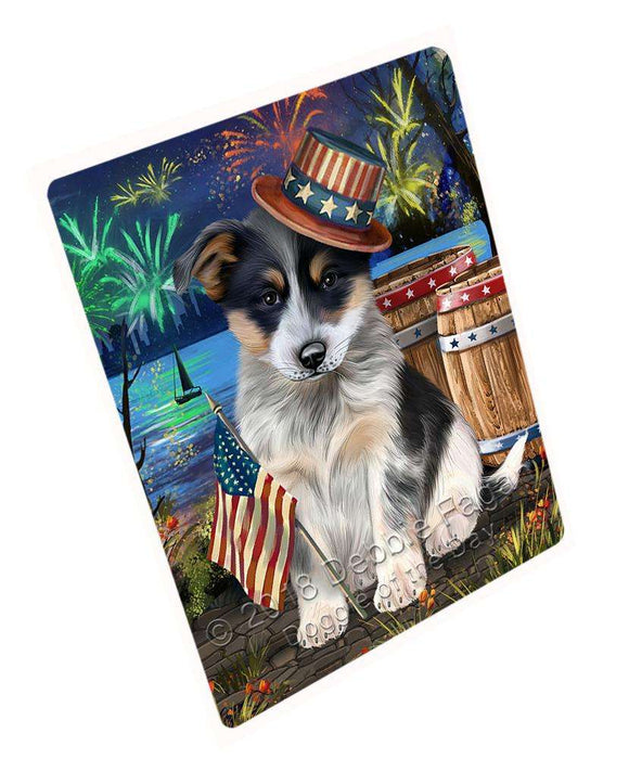 4th of July Independence Day Fireworks Blue Heeler Dog at the Lake Large Refrigerator / Dishwasher Magnet RMAG66690
