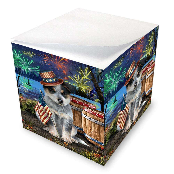 4th of July Independence Day Fireworks Blue Heeler Dog at the Lake Note Cube NOC51105