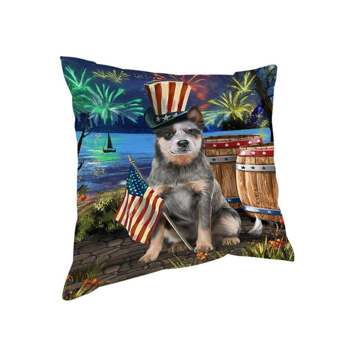 4th of July Independence Day Fireworks Blue Heeler Dog at the Lake Pillow PIL60476
