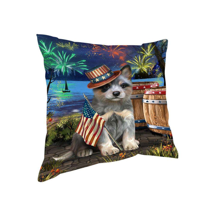 4th of July Independence Day Fireworks Blue Heeler Dog at the Lake Pillow PIL60480