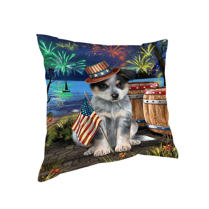 4th of July Independence Day Fireworks Blue Heeler Dog at the Lake Pillow PIL60484